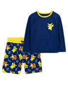 Kid 2-Piece Pokémon Pikachu Rashguard & Swim Trunk Set, image 1 of 6 slides