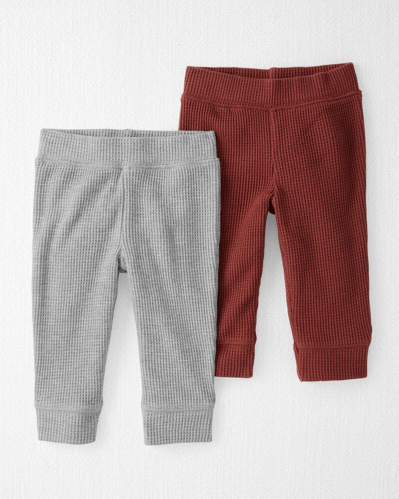 Baby 2-Pack Waffle Knit Pants Made With Organic Cotton, image 1 of 4 slides