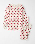 Organic Cotton Pajamas Set in Hearts, image 1 of 4 slides