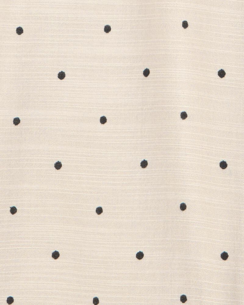 Toddler Polka Dot Short-Sleeve Jumpsuit - Tan, image 2 of 3 slides