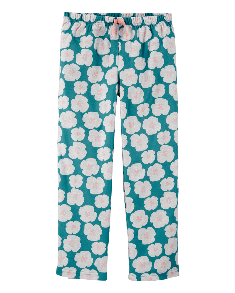 Kid Floral Pull-On Fleece Pajama Pants, image 1 of 3 slides