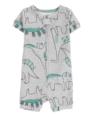 Toddler Dinosaur Print Snug Fit Cotton 1-Piece Pajamas - Heather, 