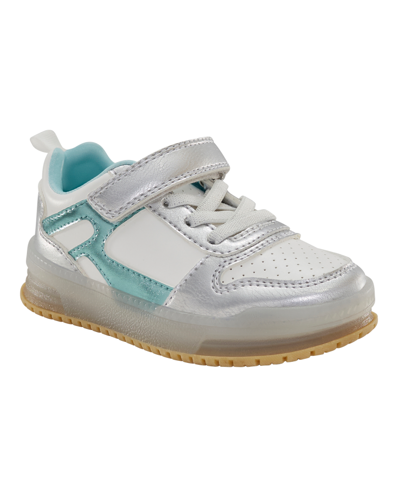Toddler Light Up Metallic Sneakers - Silver/Aqua, image 1 of 8 slides