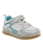 Toddler Light Up Metallic Sneakers - Silver/Aqua, image 1 of 8 slides