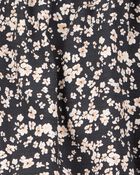 Toddler Square Neck Linen Look-alike Floral Top - Black, image 2 of 3 slides