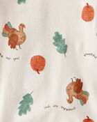 Baby Thanksgiving Print 100% Cotton Long-Sleeve 2-Piece Pajamas - White, image 2 of 3 slides