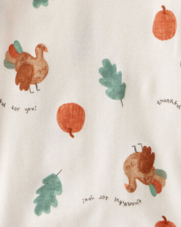 Baby Thanksgiving Print 100% Cotton Long-Sleeve 2-Piece Pajamas - White, 