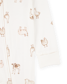 Baby Farm Animals Print 2-Way Zip PurelySoft Sleep & Play Pajamas - Ivory, image 2 of 6 slides