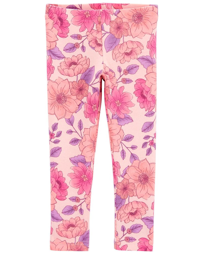 Baby Floral-Print Stretch Leggings - Pink, image 1 of 4 slides