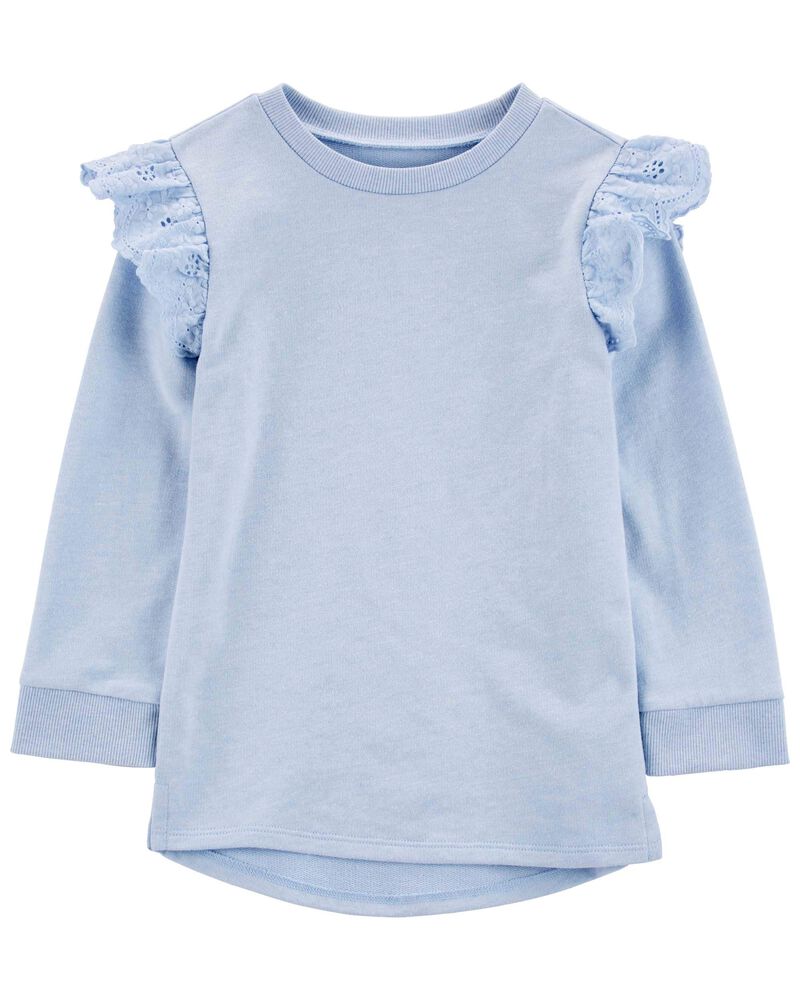 Toddler French Terry Eyelet Ruffle Top, image 1 of 3 slides