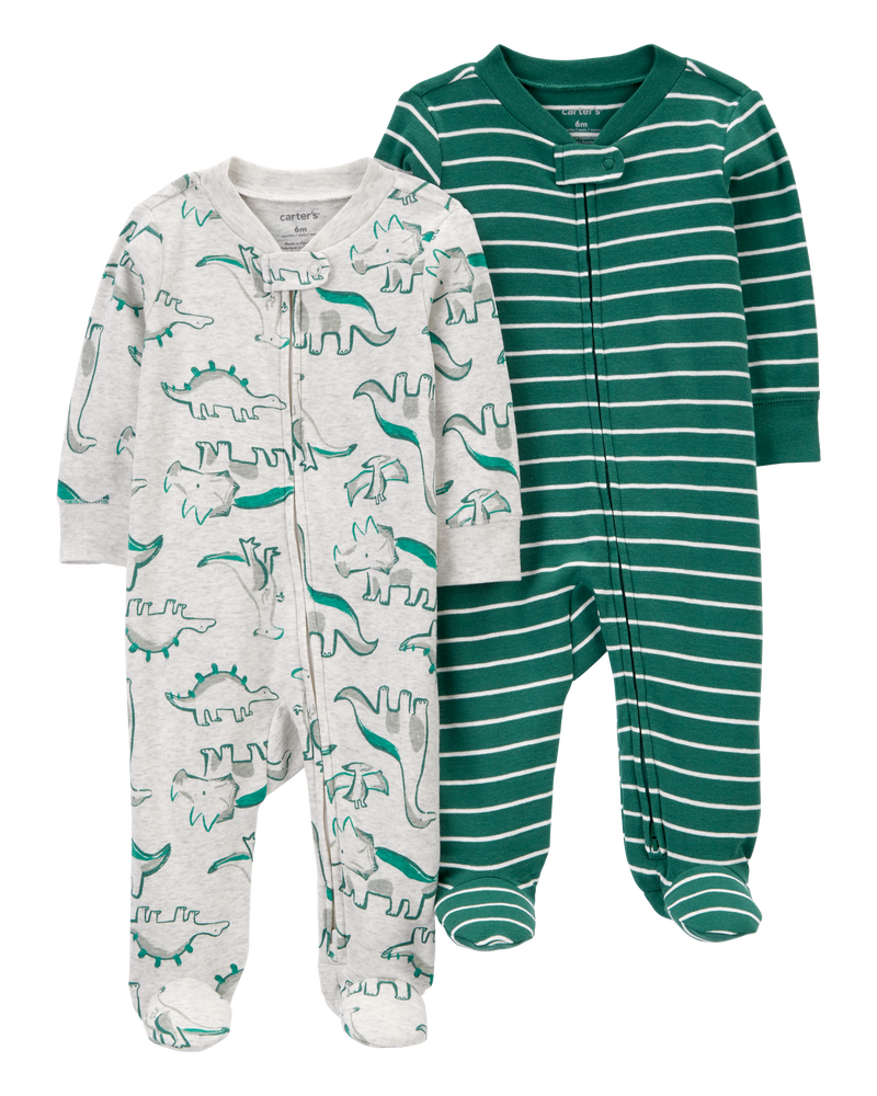 Baby 2-Pack 2-Way Zip Sleep & Play Pajamas, image 1 of 5 slides