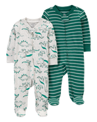 Baby 2-Pack 2-Way Zip Sleep & Play Pajamas, image 1 of 5 slides