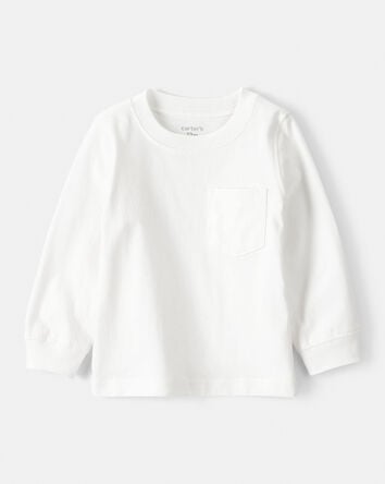 Baby Boy Long-Sleeve Pocket Tee - White, 