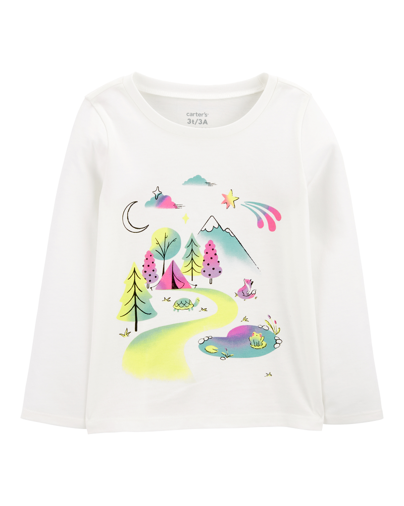 Kid Mountain Scene Cotton Blend Graphic Tee, image 1 of 3 slides