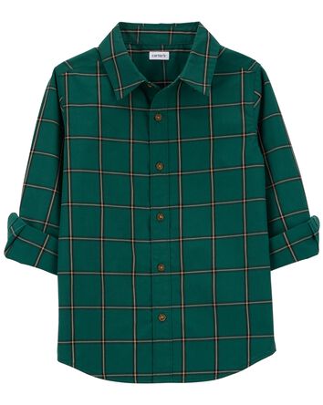 Kid Plaid Button-Front Shirt, 