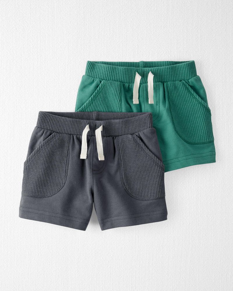 Baby 2-Pack Organic Cotton Waffle Knit Shorts, image 1 of 5 slides