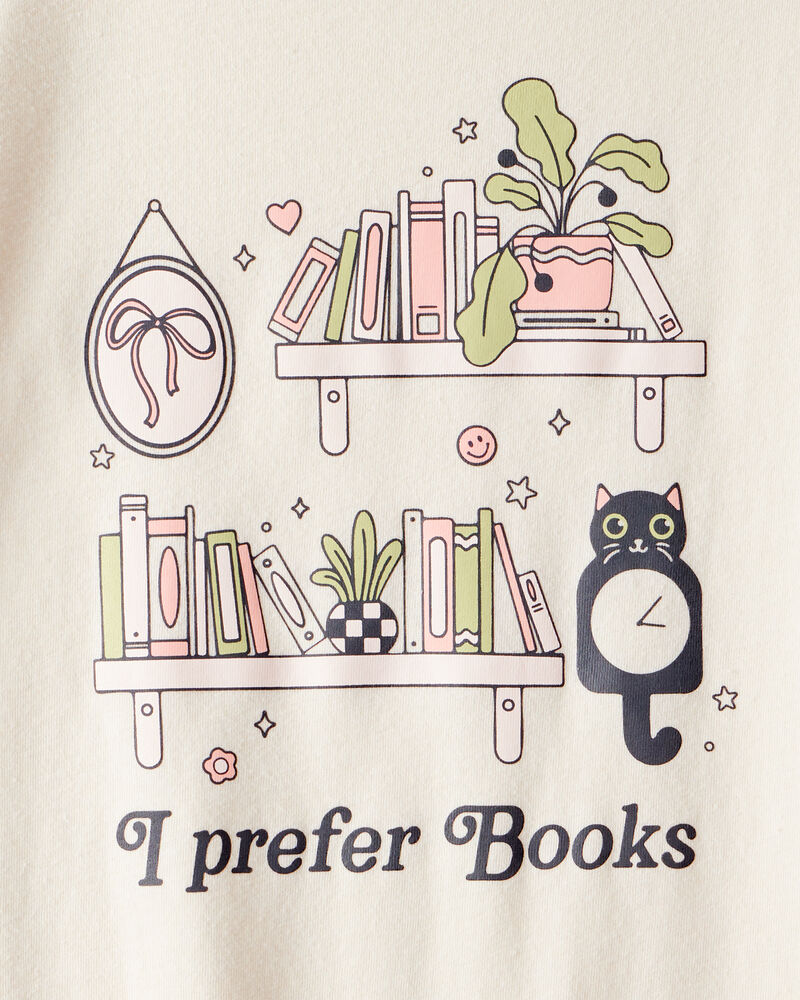 Girls I Prefer Books Short-Sleeve Graphic Tee - White, image 2 of 3 slides