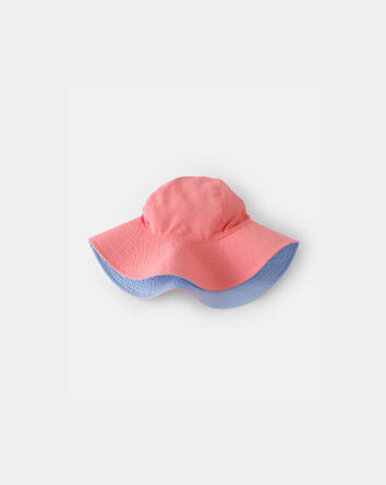 Toddler Girl Reversible Swim Hat - Coral/Blue, 