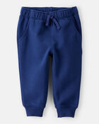 Baby Boy Solid Fleece Cotton Jogger - Navy, image 1 of 4 slides