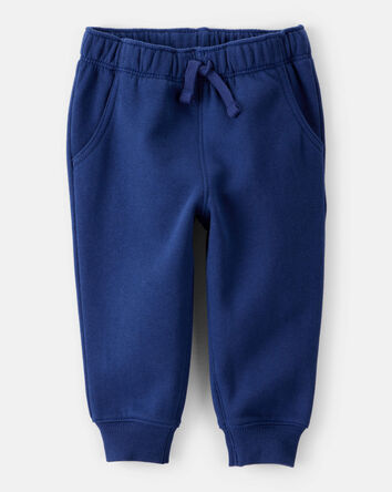 Baby Boy Solid Fleece Cotton Jogger - Navy, 