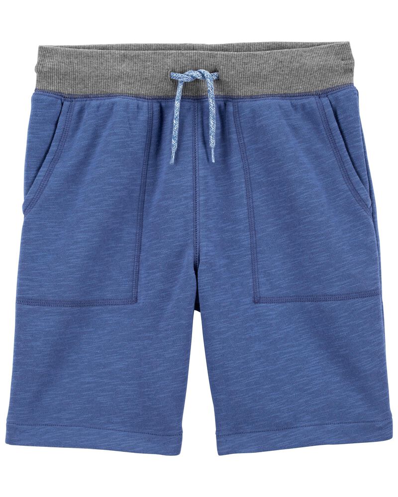 Kid Ribbed Knit Drawstring Shorts, image 1 of 2 slides