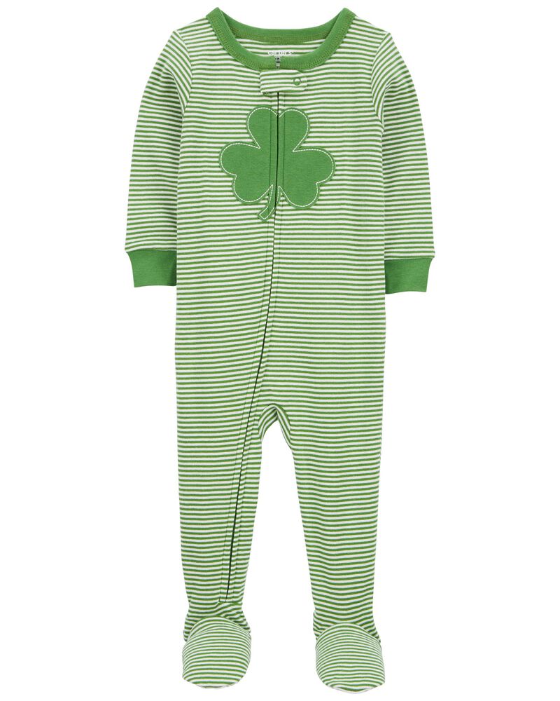 Toddler 1-Piece St. Patrick's Day 100% Snug Fit Cotton Footie Pajamas, image 1 of 3 slides