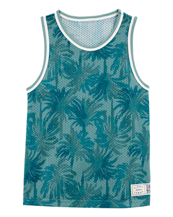 Kid Active Tropical Print Mesh Tank - Green, 
