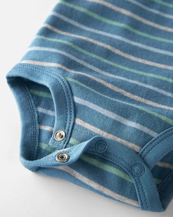 Baby Organic Cotton Rib 3-Pack Wildlife & Striped Bodysuits, 