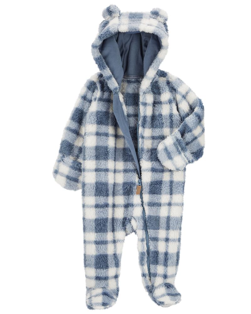 Baby Plaid Sherpa Jumpsuit, image 2 of 4 slides