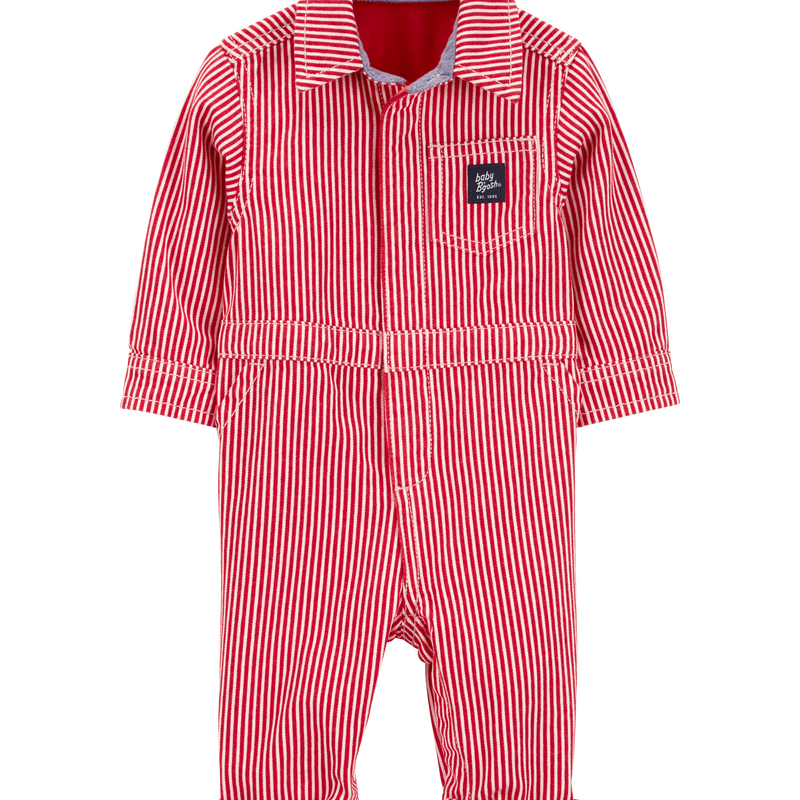 ロンパース・カバーオール skipper jumpsuit rosso stripe 18-24m skipper jumpsuit | rosso stripe – ZIGGY ZAZA