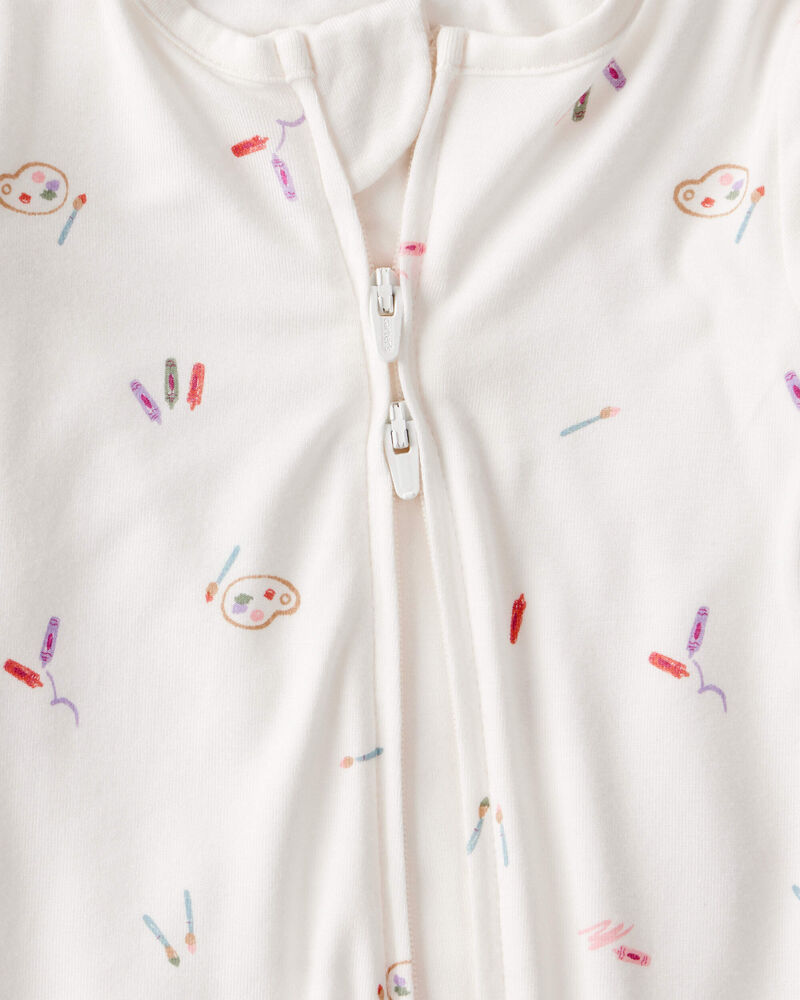 Baby Girl Art Print PurelySoft Sleep & Play Pajamas - White, image 5 of 8 slides
