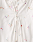 Baby Girl Art Print PurelySoft Sleep & Play Pajamas - White, image 5 of 8 slides