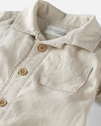 Baby Button-Front Romper Made with LENZING™ ECOVERO™ and Linen, 