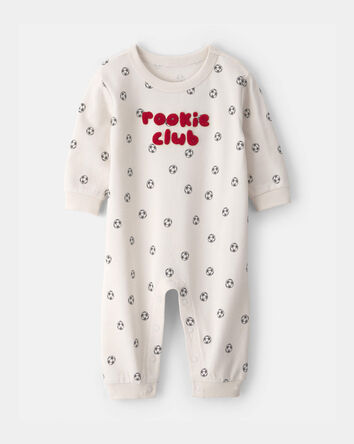 Baby 'Rookie Club' French Terry Jumpsuit - Ivory, 
