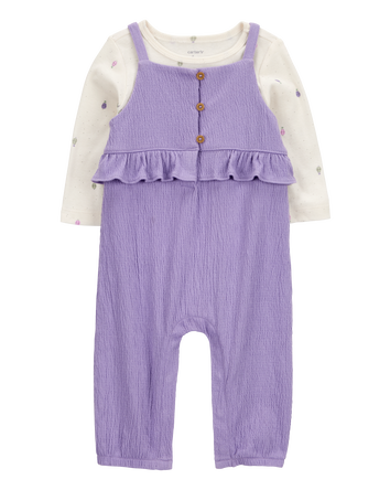 Baby 2-Piece Long-Sleeve Tee & Coverall Set - Purple, 