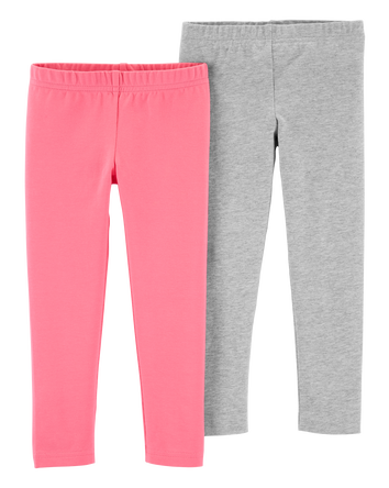 Baby 2-Pack Heather Gray & Pink Leggings, 