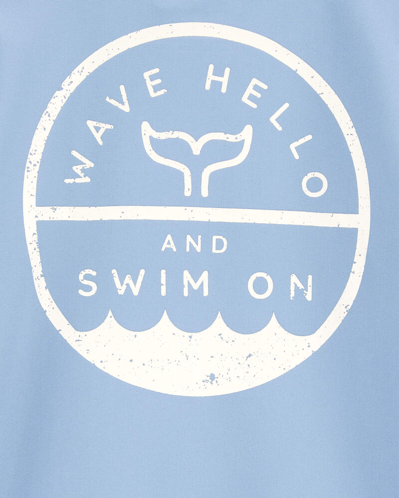 Toddler Boy Whale Long Sleeve Rashguard - Blue, image 4 of 5 slides