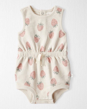 Baby Organic Cotton Strawberry-Print Romper, 