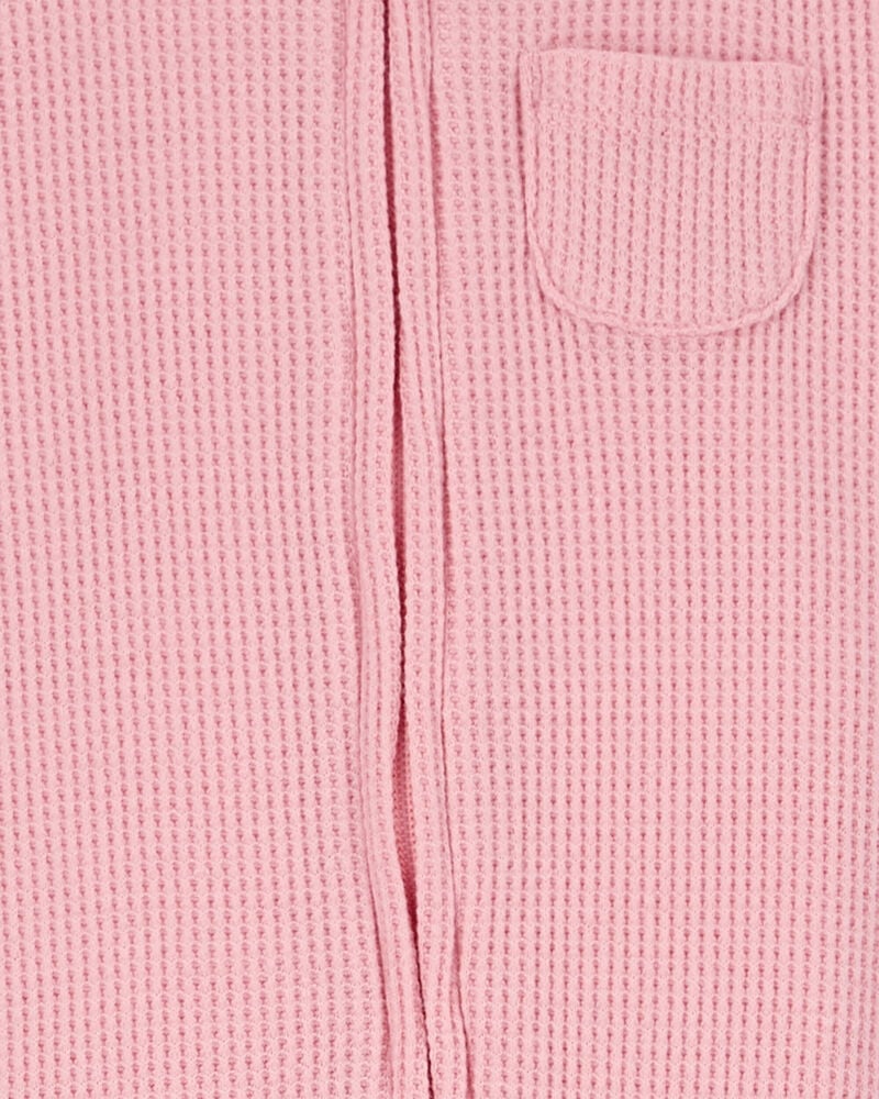 Baby Floral 2-Way Zip Waffle Knit Sleep & Play Pajamas - Pink, image 2 of 4 slides