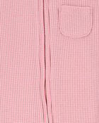 Baby Floral 2-Way Zip Waffle Knit Sleep & Play Pajamas - Pink, image 2 of 4 slides