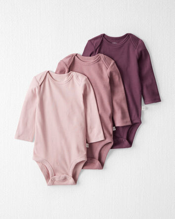 Baby 3-Pack Organic Cotton Rib Gradient Bodysuits in Pinks, 