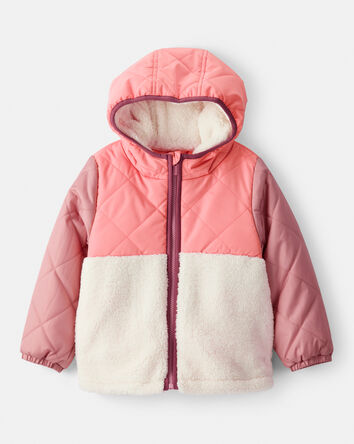 Toddler Girl Sherpa Colorblock Long-Sleeve Midweight Jacket, 