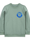Green - Kid Smiley Face Pullover Sweatshirt