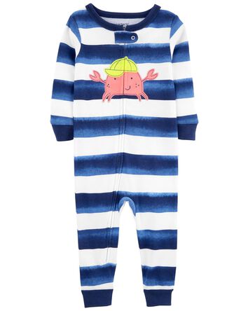 Toddler 1-Piece Crab 100% Snug Fit Cotton Footless Pajamas, 