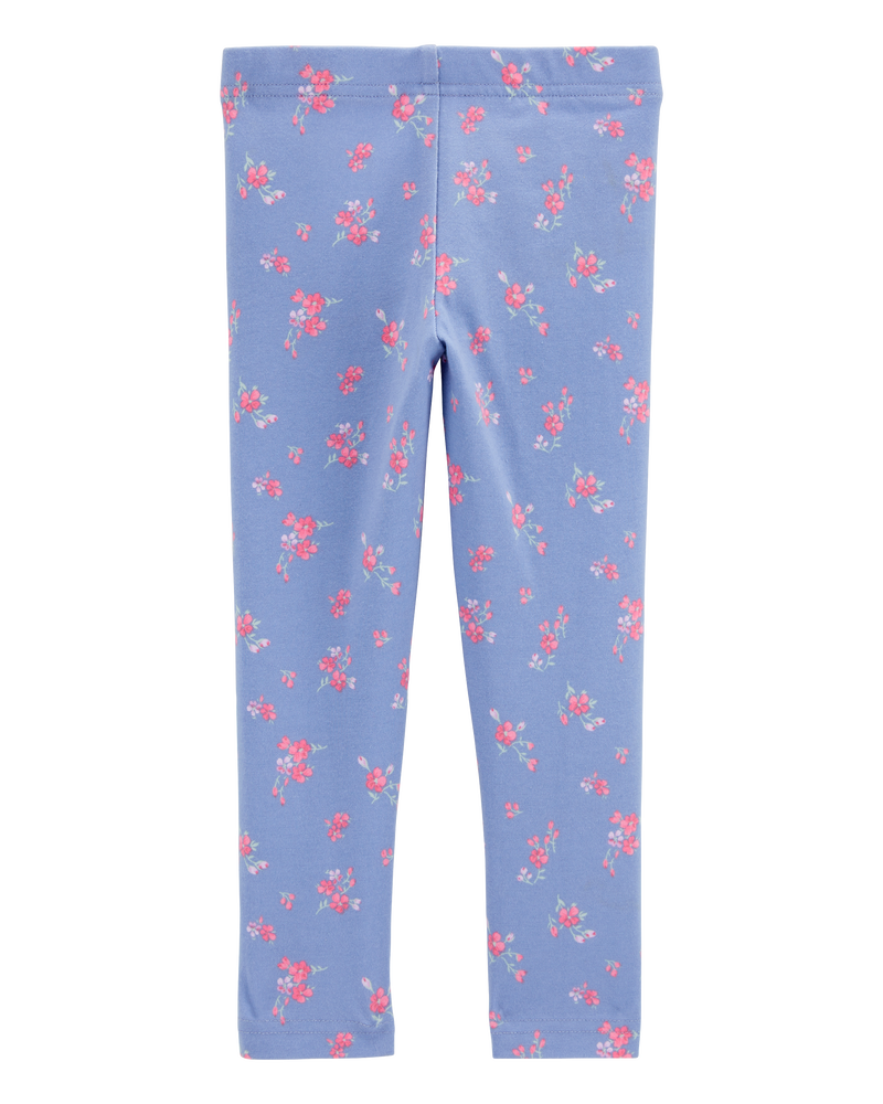 Baby Floral-Print Stretch Leggings - Blue, image 2 of 4 slides
