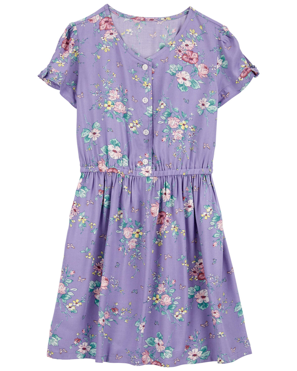 Kid LENZING™ ECOVERO™ Button-Front Vintage Floral Dress