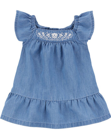 Baby Embroidered Chambray Dress, 