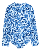 Kid 1- Piece Floral Long-Sleeve Rashguard Swimsuit - Blue, image 2 of 4 slides