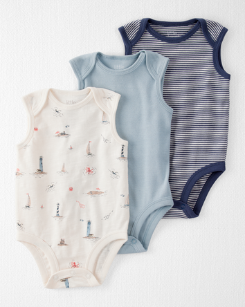 Baby 3-Pack Organic Cotton Rib Bodysuits, 
