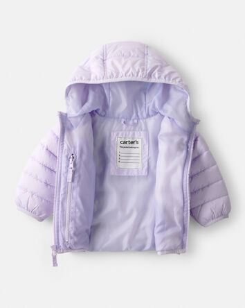 Baby Packable Hooded Puffer Jacket - Purple, 